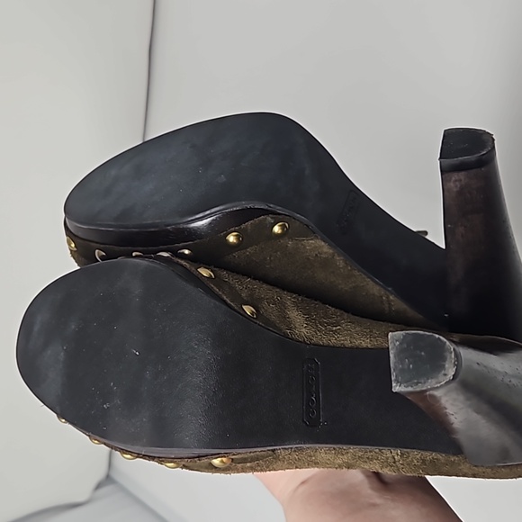 Coach Ediva Leather Stud Canvas Drawstring Ankle Boots Size 6 - Picture 15 of 15